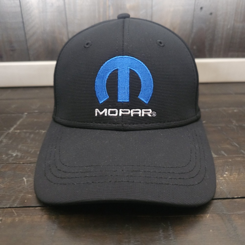 Men's Mopar Embroidered Logo Cap Hat Black with Blue logo‎ Adjustable